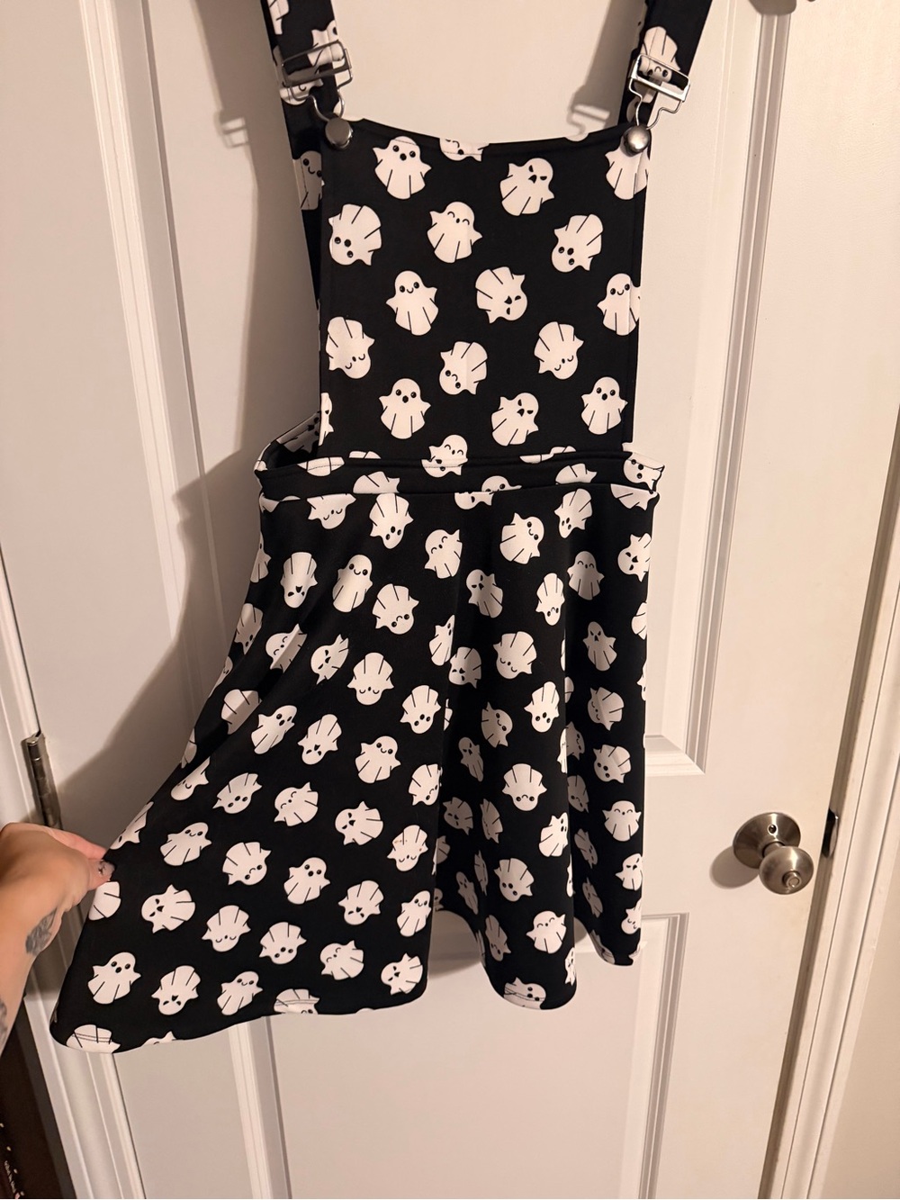 Hot Topic Black Skater Dress with White Ghost Print